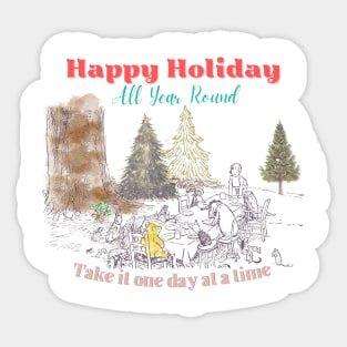 Happy Holiday All Year Round T-shirt, Vintage Tee, Pooh shirt Sticker